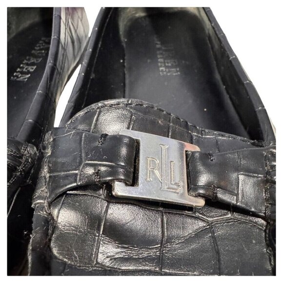 LAUREN RALPH LAUREN LRL Croc Loafers Driving‎ Moccasins black ladies size 7.5 - Picture 5 of 5